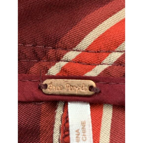 Free People Women’s Striped Pleated Wit Pockets Belt Capri Pants Size 8 - Picture 4 of 8